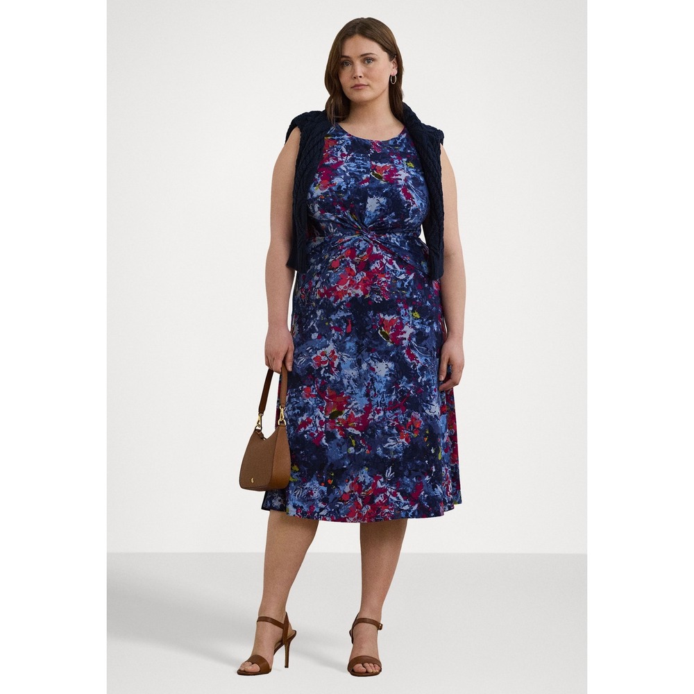 Lauren Ralph Lauren Floral Twist Front Midi Dress Plus Size 20W NWT
